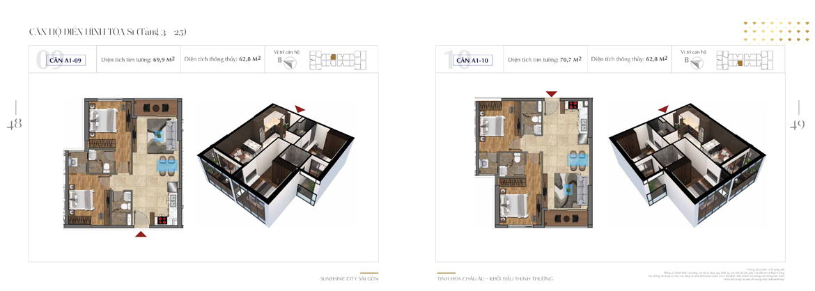 Mặt bằng thiết kế chi tiết Block S1 dự án Sunshine City Sài Gòn Quận 7 - Mã căn hộ S1-A1-09 + S1-A1-10