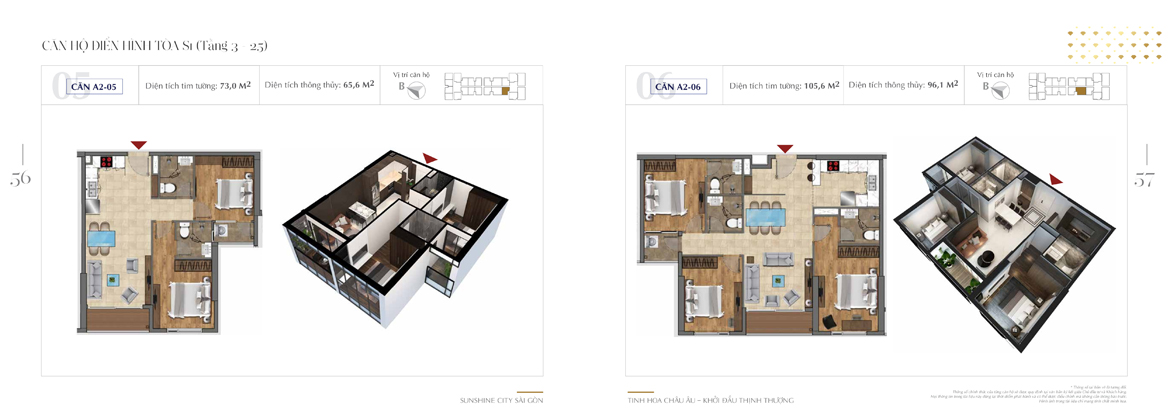 Mặt bằng thiết kế chi tiết Block S1 dự án Sunshine City Sài Gòn Quận 7 - Mã căn hộ S1-A2-05 + S1-A2-06