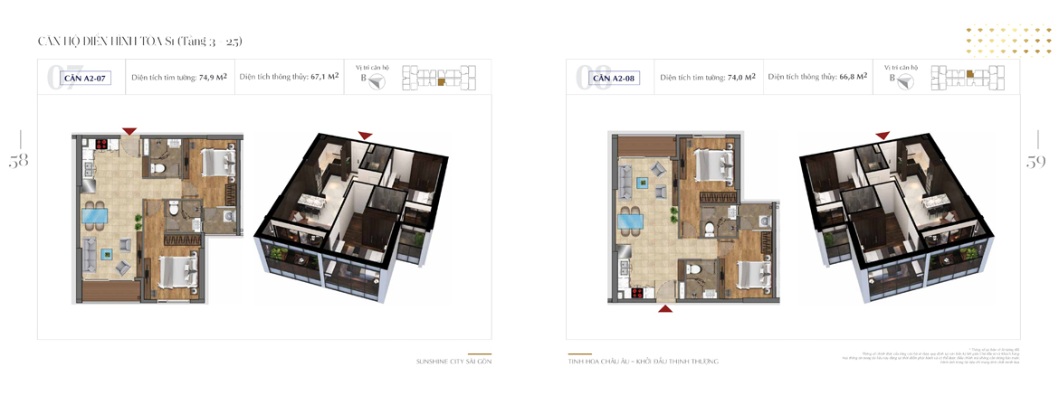 Mặt bằng thiết kế chi tiết Block S1 dự án Sunshine City Sài Gòn Quận 7 - Mã căn hộ S1-A2-07 + S1-A2-08
